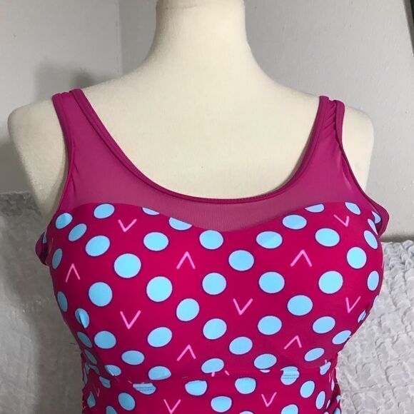 Sanqi NWT Pink & Blue Polka-Dot Swimdress Size L - Picture 7 of 8